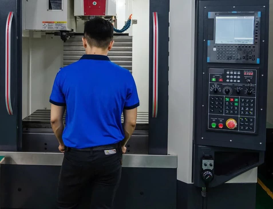 Operator at a vertical machining center