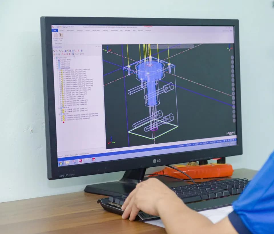 Representative CAD workstation with a 3D model